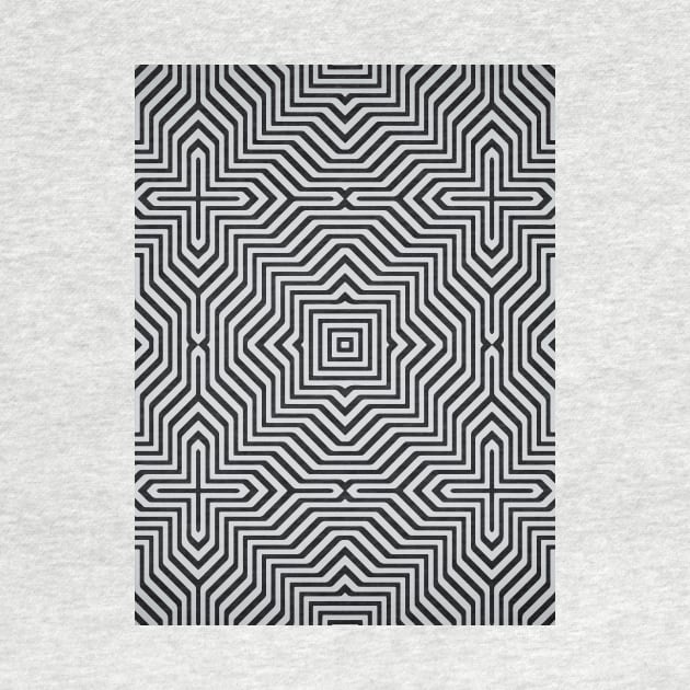 Minimal Geometrical Optical Illusion Style Pattern in Black & White by badbugs